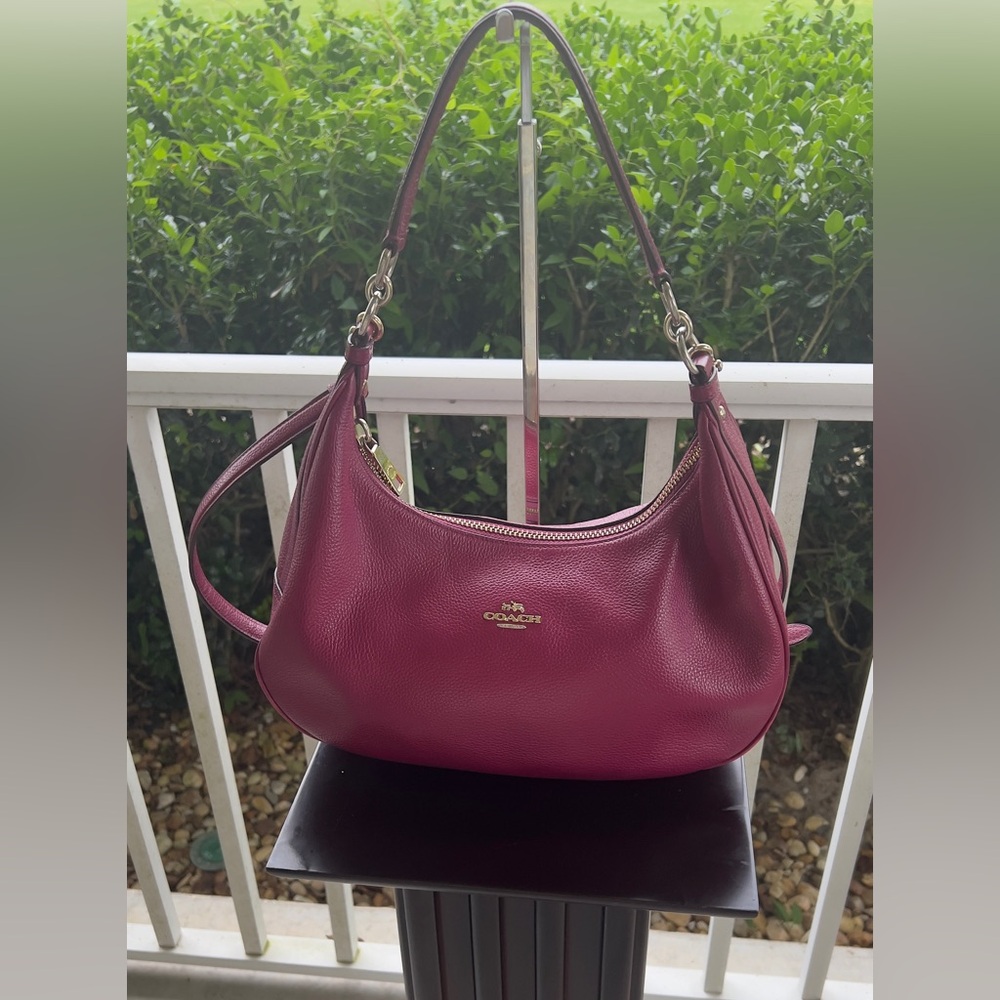 Coach F38250 Harley 2-way Berry Pebbled Leather Hobo Bag